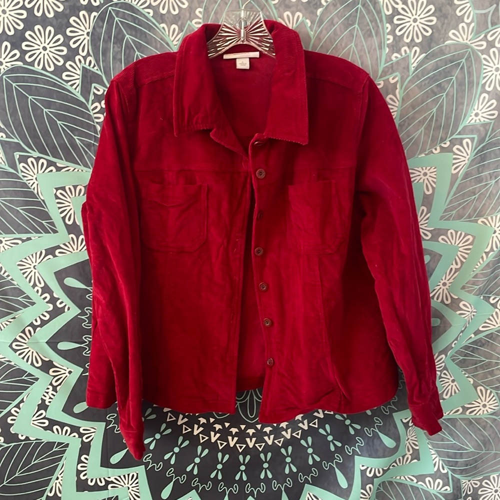 Red Corduroy, button-down jacket